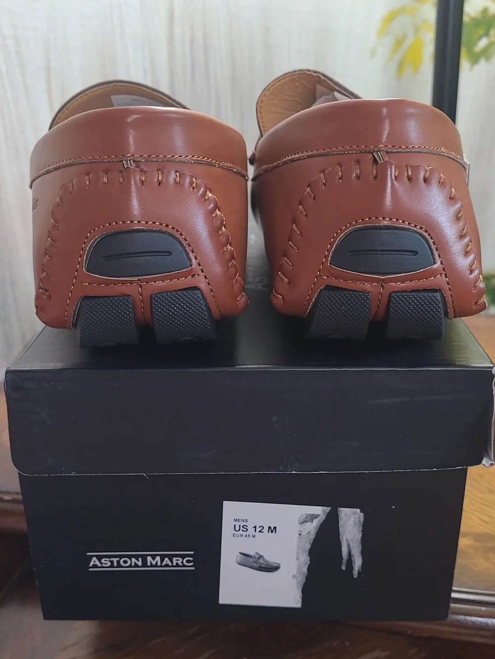 New in box! Aston Marc Drive Mens 12 Tan Brown Leather Driving Slip on Loafers